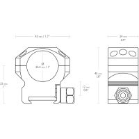 Hawke 25.4 mm Tactical Ring Mount for Picatinny / Weaver, 12 mm