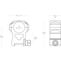 Hawke 25.4 mm Tactical Ring Mount for Picatinny / Weaver, 12 mm