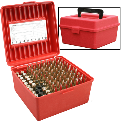 MTM Deluxe Ammo Box 100 Round Handle 22-250 to 458 Win