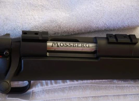 The drilled and tapped receiver of the short-action Mossberg 100 ATR. Most of these came with pre-installed Weaver bases