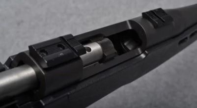 The drilled and tapped receiver of the Mossberg 4x4 with factory-installed Weaver bases